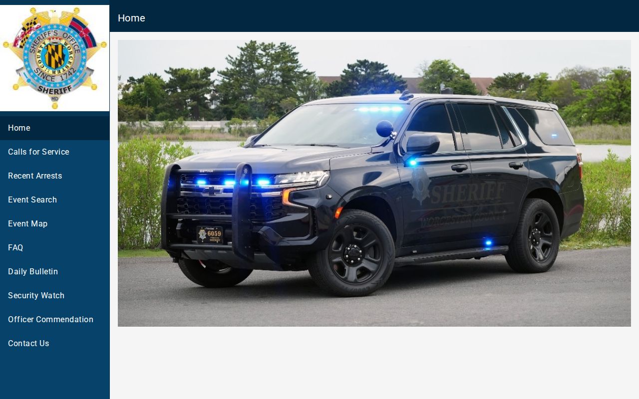 Worcester County Police-to-Citizen page that is not a 72-hour release roster